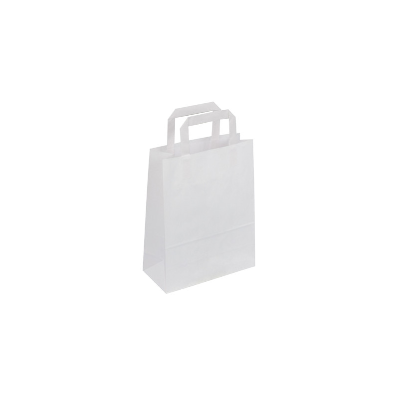 Sac Kraft Blanc Poignées Plates Carton Service