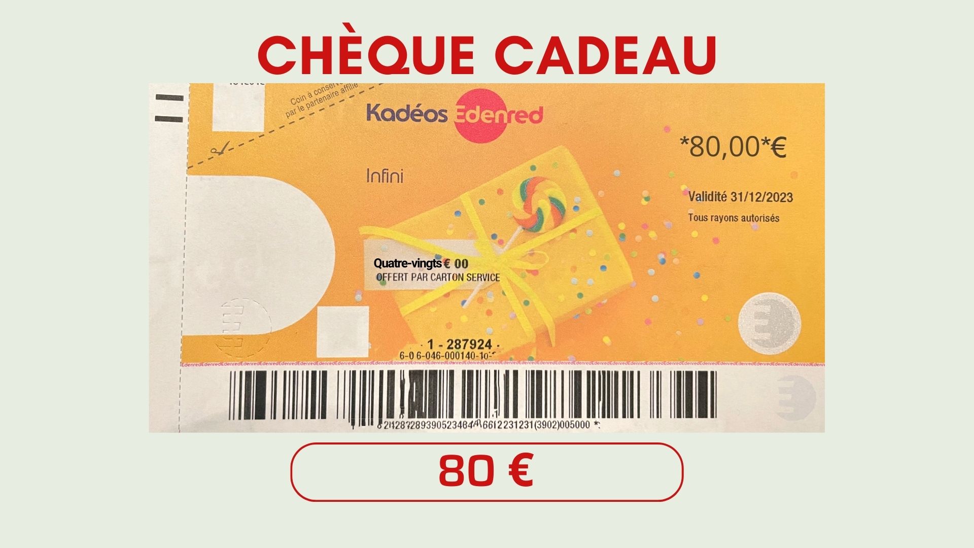 Chèque cadeau 80€